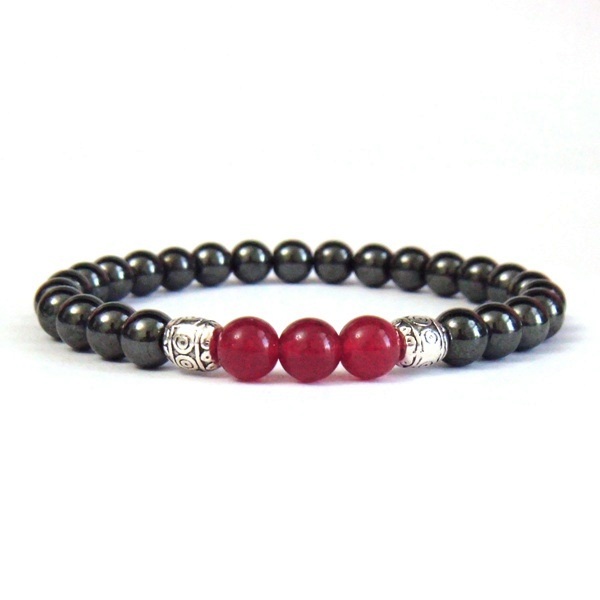 1 PC. (Magnetic) Carnelian Beads Magnetic Therapy Bracelet Hematite Bracelet #MHB0100RC