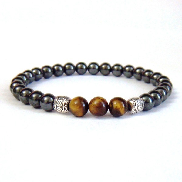 1 PC. (Magnetic) Tiger-Eye Beads Magnetic Therapy Bracelet Hematite Bracelet #MHB0100TE