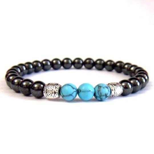 1 PC. (Magnetic) Turquoise Beads Magnetic Therapy Bracelet Hematite Bracelet #MHB0100TQ