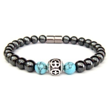 1 PC. (Magnetic) Cross Bead Magnetic Therapy Bracelet Hematite Bracelet #MHB100TQ