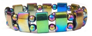 Double Line Rainbow Hematite Energy Magnetic Bracelet #MHB111