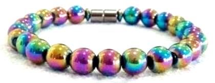 1 PC. (Magnetic) 8mm Round Magnetic Beads Iridescent Magnetic Therapy Bracelet #MHB112