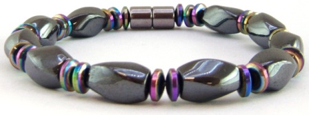 1 PC. (Magnetic) Two Tone Hematite Energy Magnetic Bracelet #MHB118