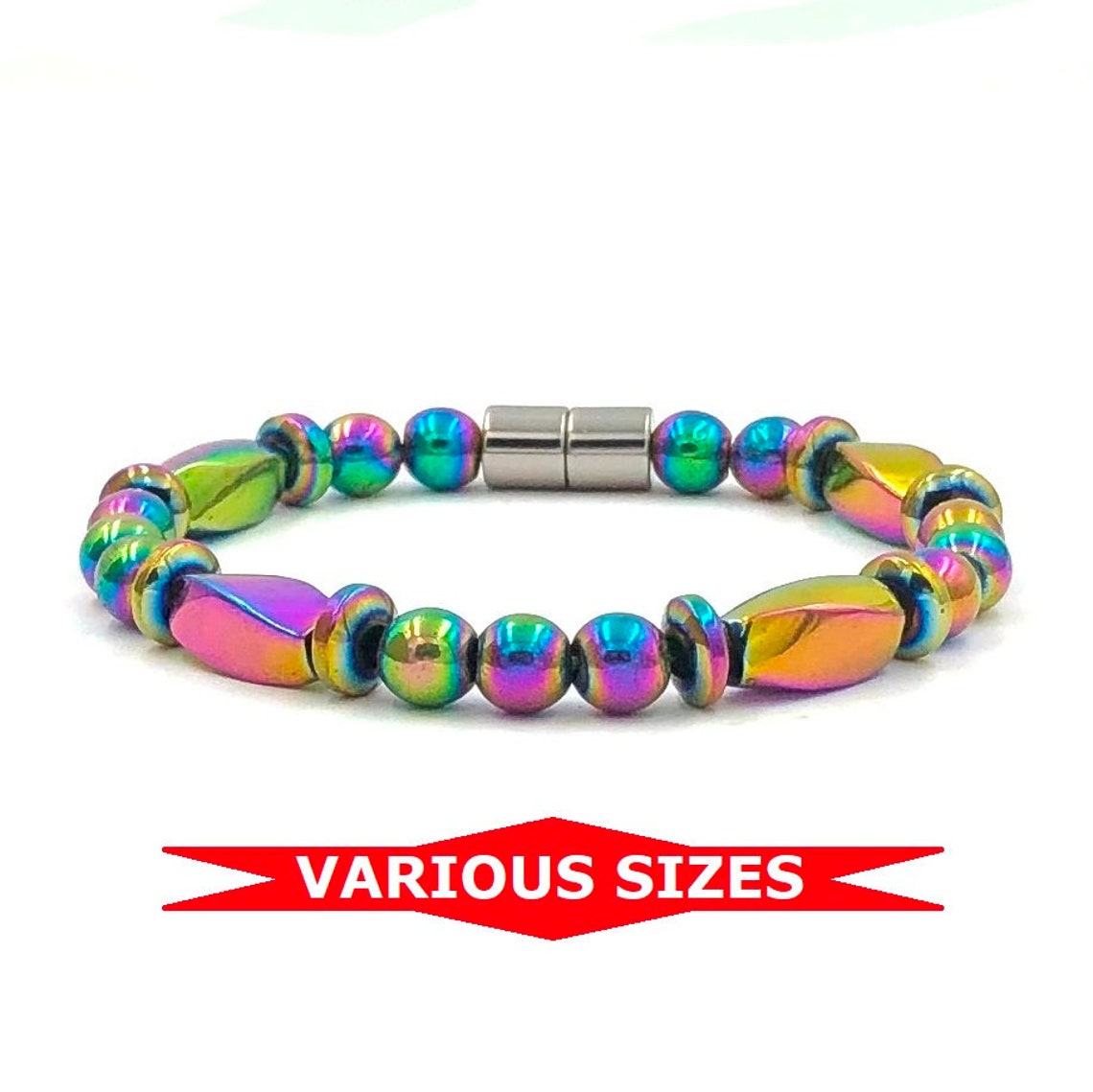 1 PC. (Magnetic) Iridescent Hematite Energy Magnetic Bracelet #MHB120