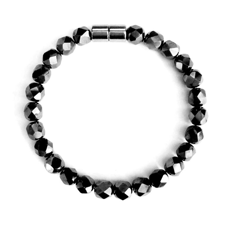 1 PC. (Magnetic) All 6mm Faceted Magnetic Beads  Magnetic Therapy Bracelet Hematite Bracelet For Men And Women #MHB-222F