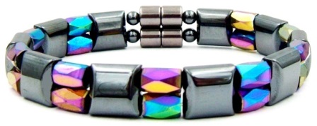 1 PC. (Magnetic) Faceted Rainbow Double Line Magnetic Therapy Bracelet #MHB304