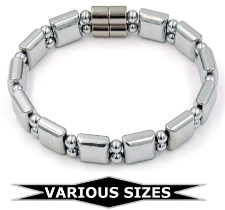 1 PC. (Magnetic) All Silver Finish Heavy Double Line Magnetic Therapy Bracelet Hematite Bracelet #MHB321