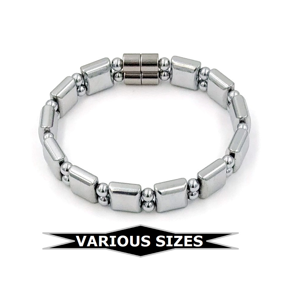 1 PC. (Magnetic) All Silver Finish Heavy Double Line Magnetic Therapy Bracelet Hematite Bracelet #MHB321