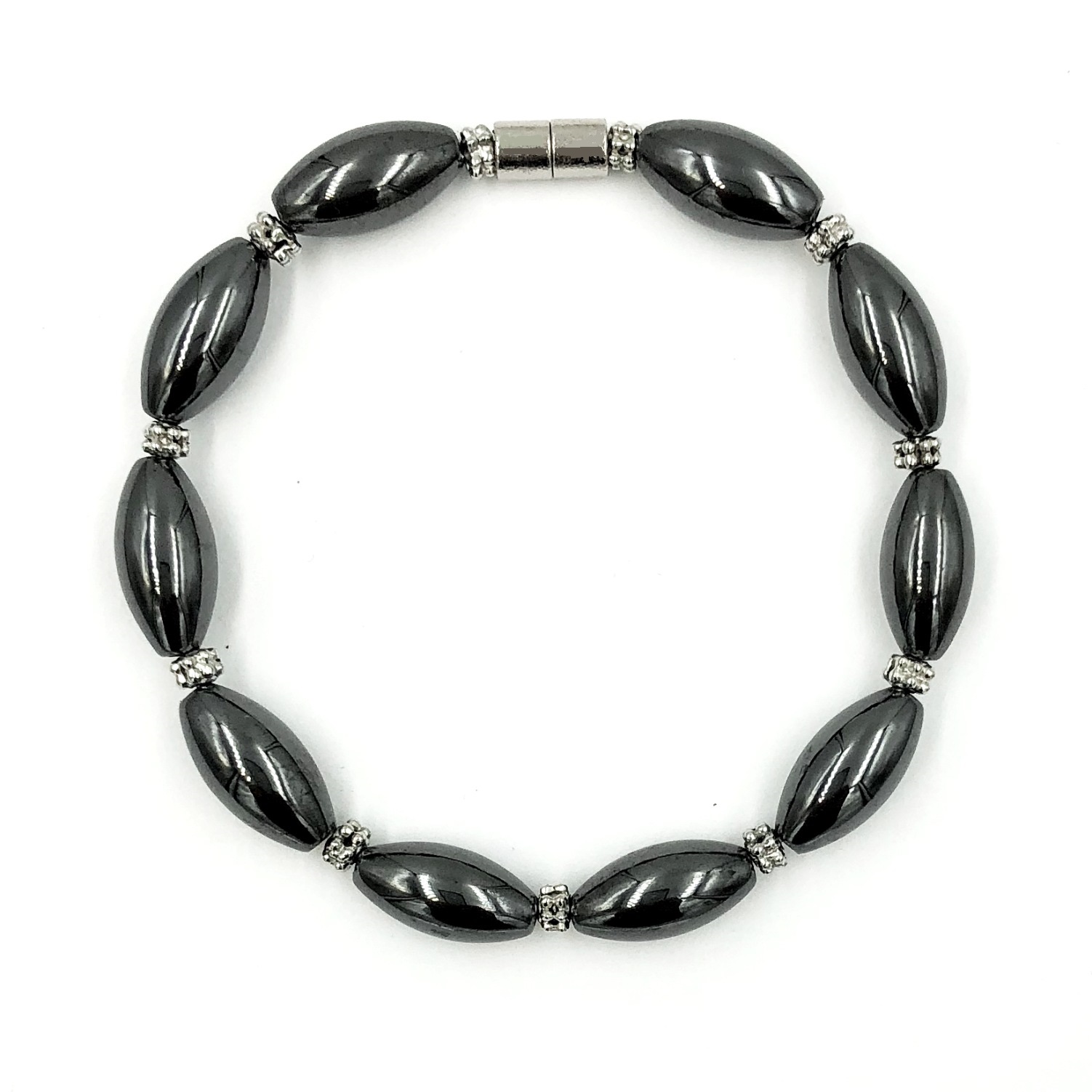 All Oval Beads Magnetic Hematite Bracelets with Magnetic Clasp #MHB-613-14