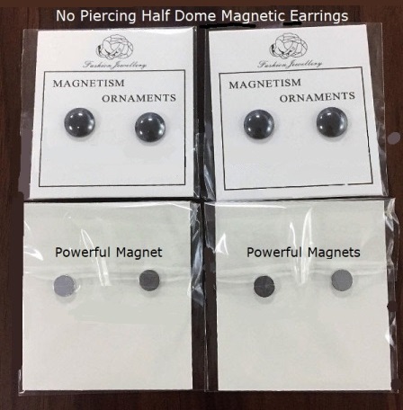 Pair 12mm Dome Shiny Hematite Disc Magnetic Earrings (No Piercing) #MHER-101