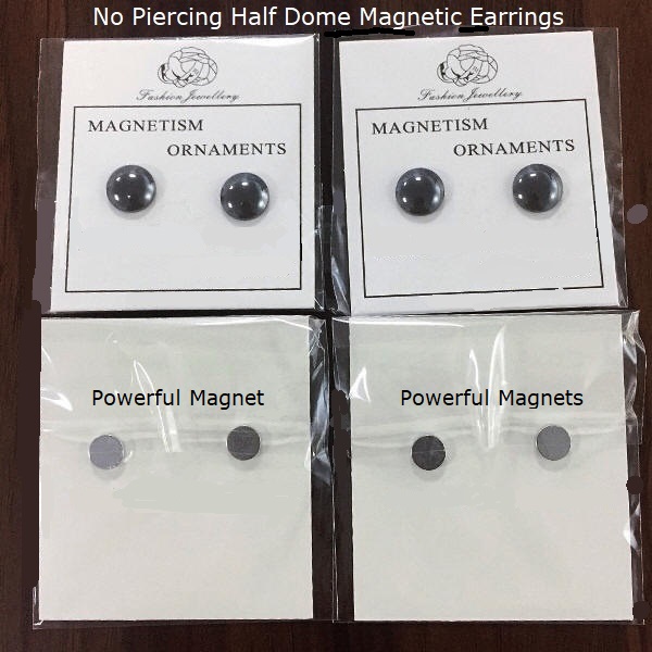 Pair 12mm Dome Shiny Hematite Disc Magnetic Earrings (No Piercing) #MHER-101