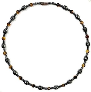 Barrel With Tiger-Eye Beads Magnetic Necklace #MN-0135