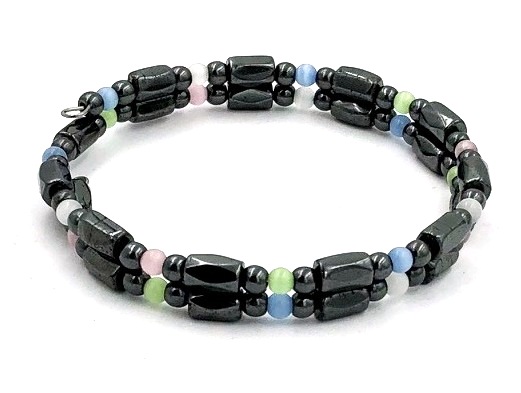 Magnetic Memory Wire Bracelet with Multi Color Beads  #MMWB-14