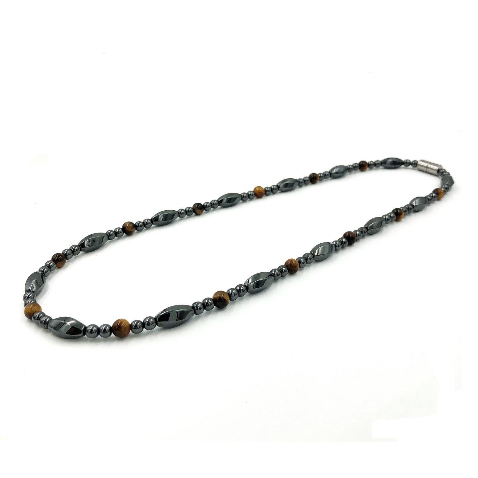 Natural Tiger Eye Magnetic Therapy Magnetic Necklace #MN-402TE