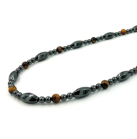 Natural Tiger Eye Magnetic Therapy Magnetic Necklace #MN-402TE