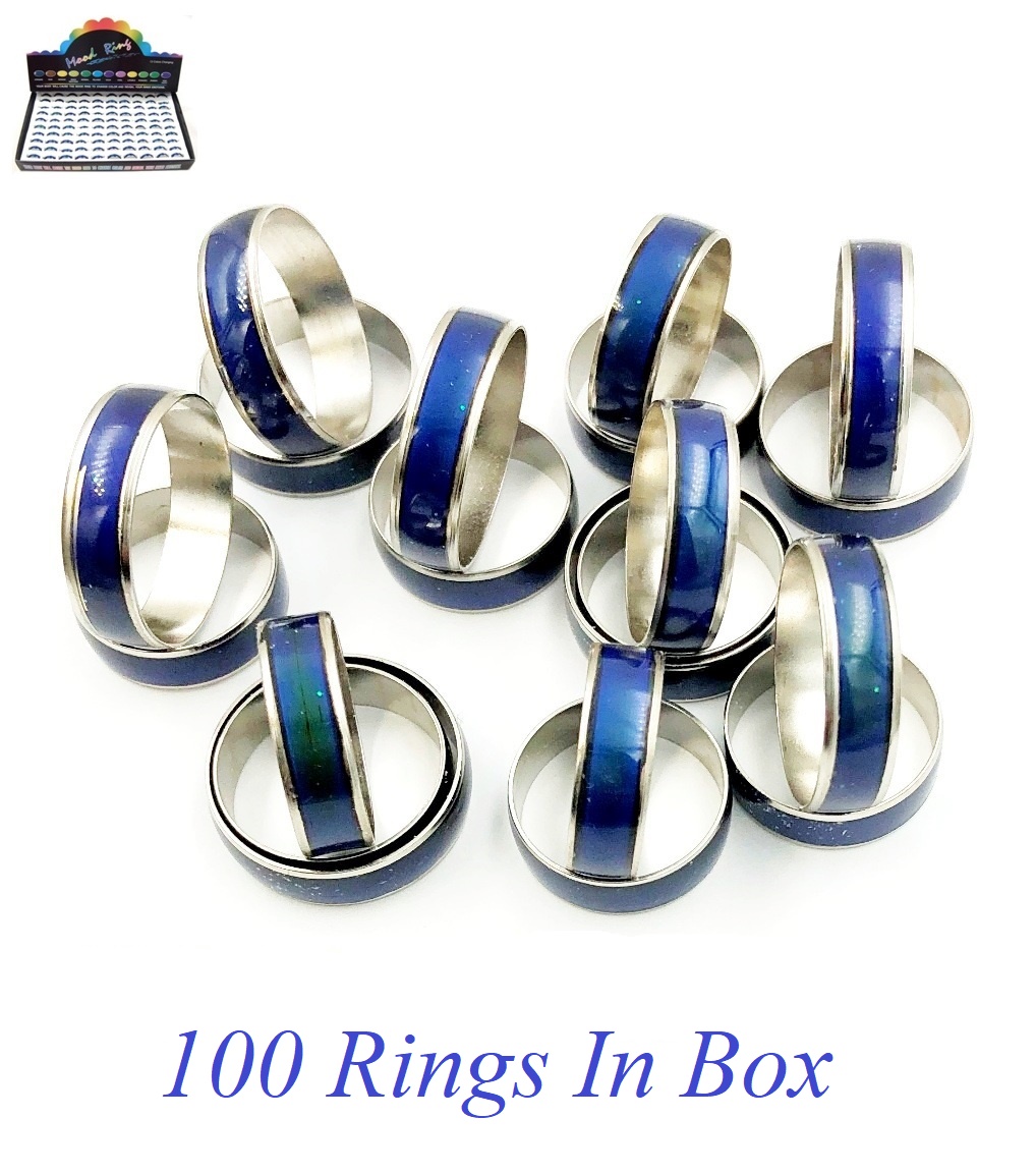 100 PC. Mixed Sizes 6mm Band Mood Rings They Change Color Fast #MR-9613