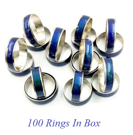 100 PC. Mixed Sizes 6mm Band Mood Rings They Change Color Fast #MR-9613