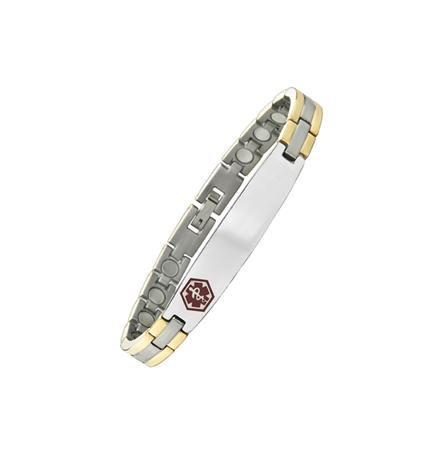 7.5" Stainless Steel Medical Alert ID Bracelet With Magnets On The Back  #MSSB101