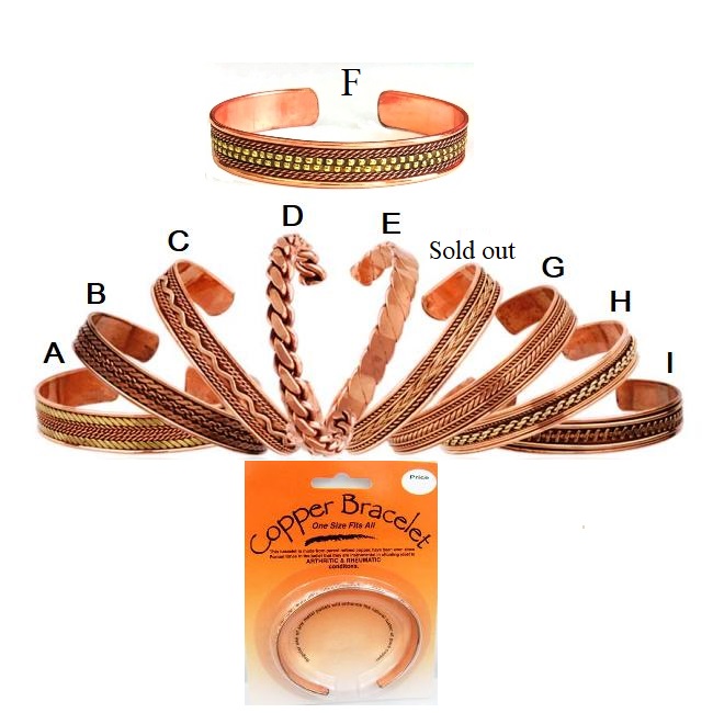 1 PC. Choose Style 99.9% Pure Copper Bangle #PCC1