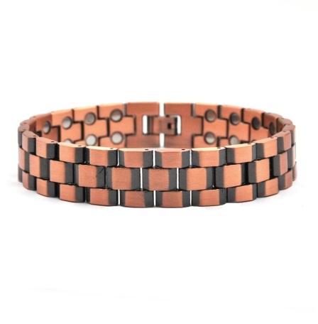 99.9% Pure Copper Brick Links Magnetic Therapy Bracelet For Men #RCB-001