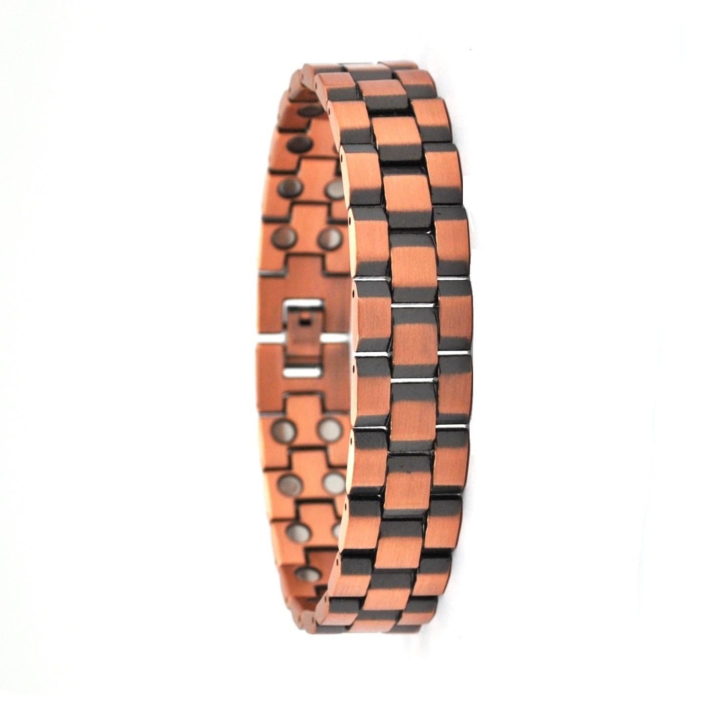 99.9% Pure Copper Brick Links Magnetic Therapy Bracelet For Men #RCB-001