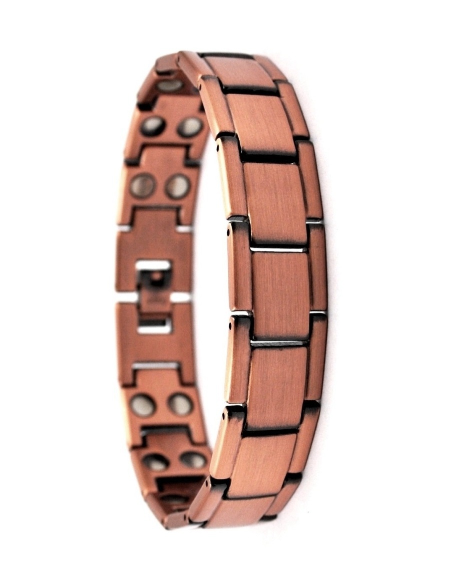 99.9% Pure Copper Rectangle Links Magnetic Therapy Bracelet For Men  #RCB002