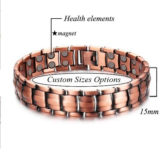 99.9% Pure Copper Links Magnetic Therapy Bracelet For Men  #RCB004