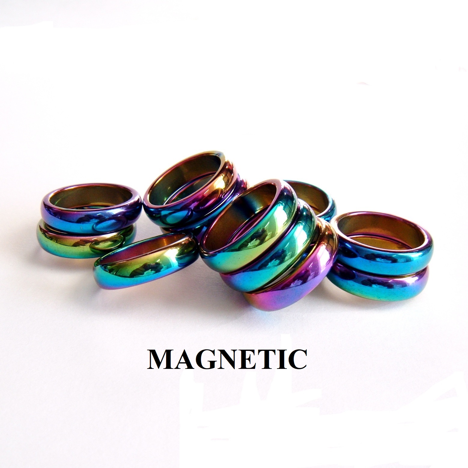 100 PC. MAGNETIC Rainbow Rings Mixed Sizes 6mm Dome Magnetic Rings #RR1654-811-100