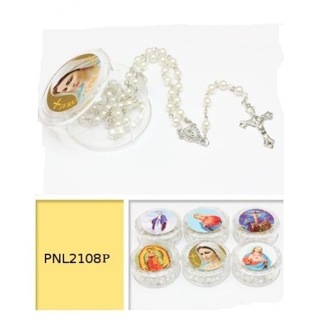 12 PC. All White Pearl Color Rosaries #PNL2108P