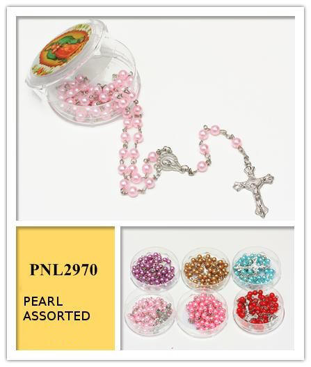12 PC. Assorted Color Pearl Rosaries, Rosary #PNL2970