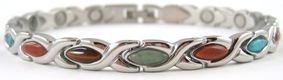XOX Multi Color Stone Stainless Steel Magnetic Bracelet #SSB302