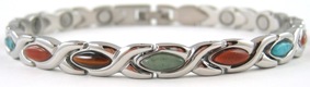 XOX Multi Color Stone Stainless Steel Magnetic Bracelet #SSB302