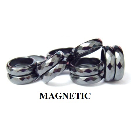 12 PC. MAGNETIC 6mm Faceted Cut Mixed Sizes Hematite Magnetic Rings #Z143A