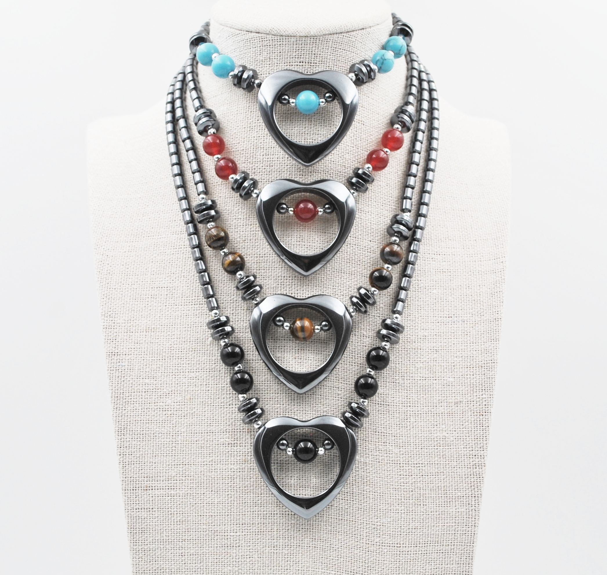 Open Heart Hematite Necklace (NON-Magnetic) #HNN-0102NY