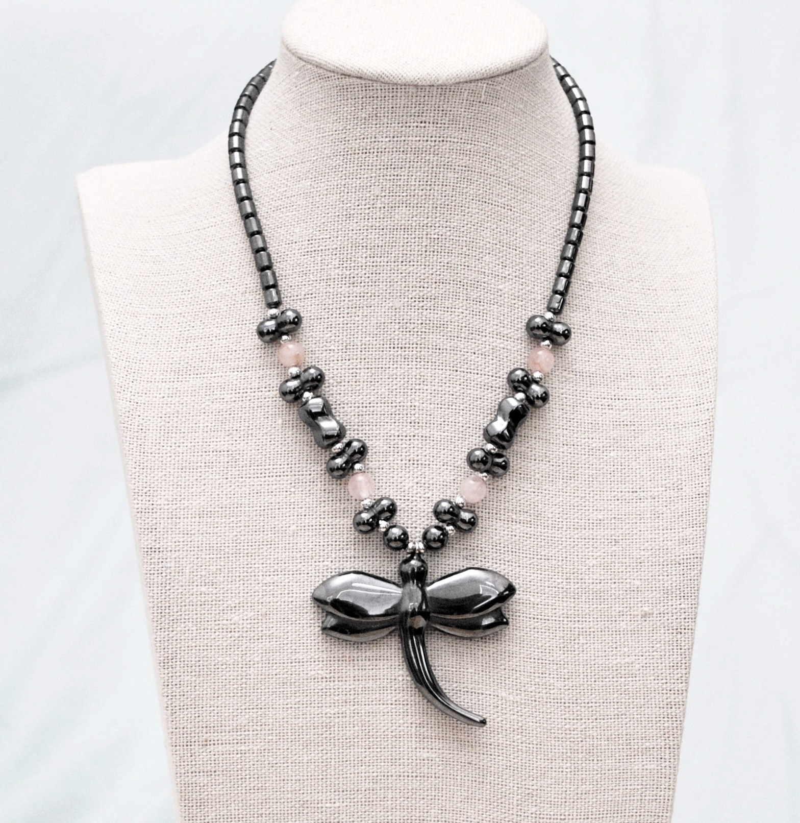 Dragonfly Rose Hematite Necklace (NON-Magnetic) #HNN80740RQ