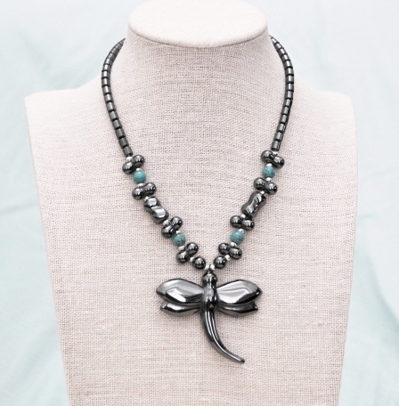 Dragonfly Turquoise Hematite Necklace (NON-Magnetic) #HNN80740TQ