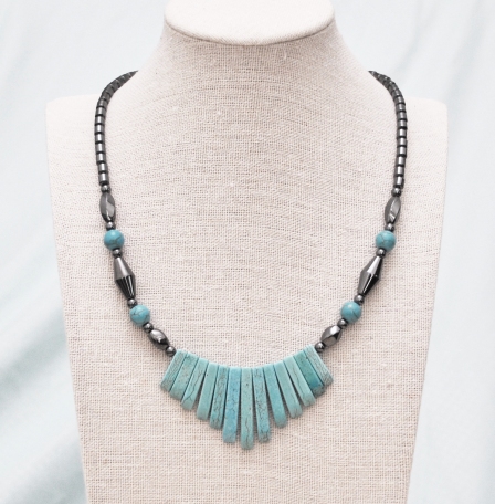 Cleopatra Turquoise Hematite Necklace (NON-Magnetic) #HNN80747