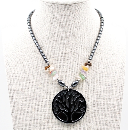 Tree of Life Hematite Necklace (NON-Magnetic) #HNN83486