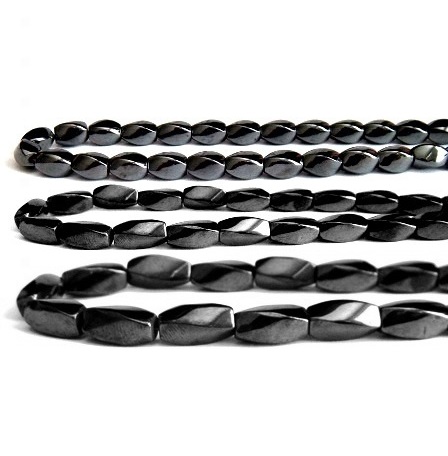 16" Strand Magnetic Twisted Hematite Beads