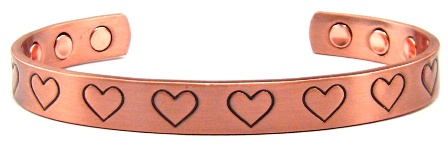 Happy Hearts Solid Copper Cuff Magnetic Therapy Bangle Bracelet