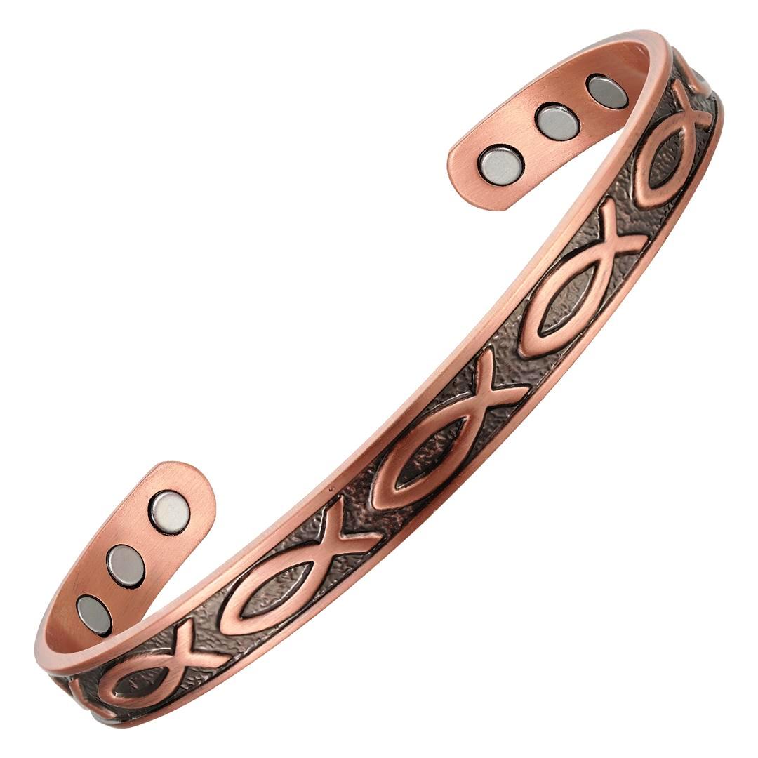 Fish Solid Copper Cuff Magnetic Therapy Bangle Bracelet