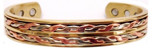 1/2" Wide Solid Brass Cuff Magnetic Therapy Bangle Bracelet