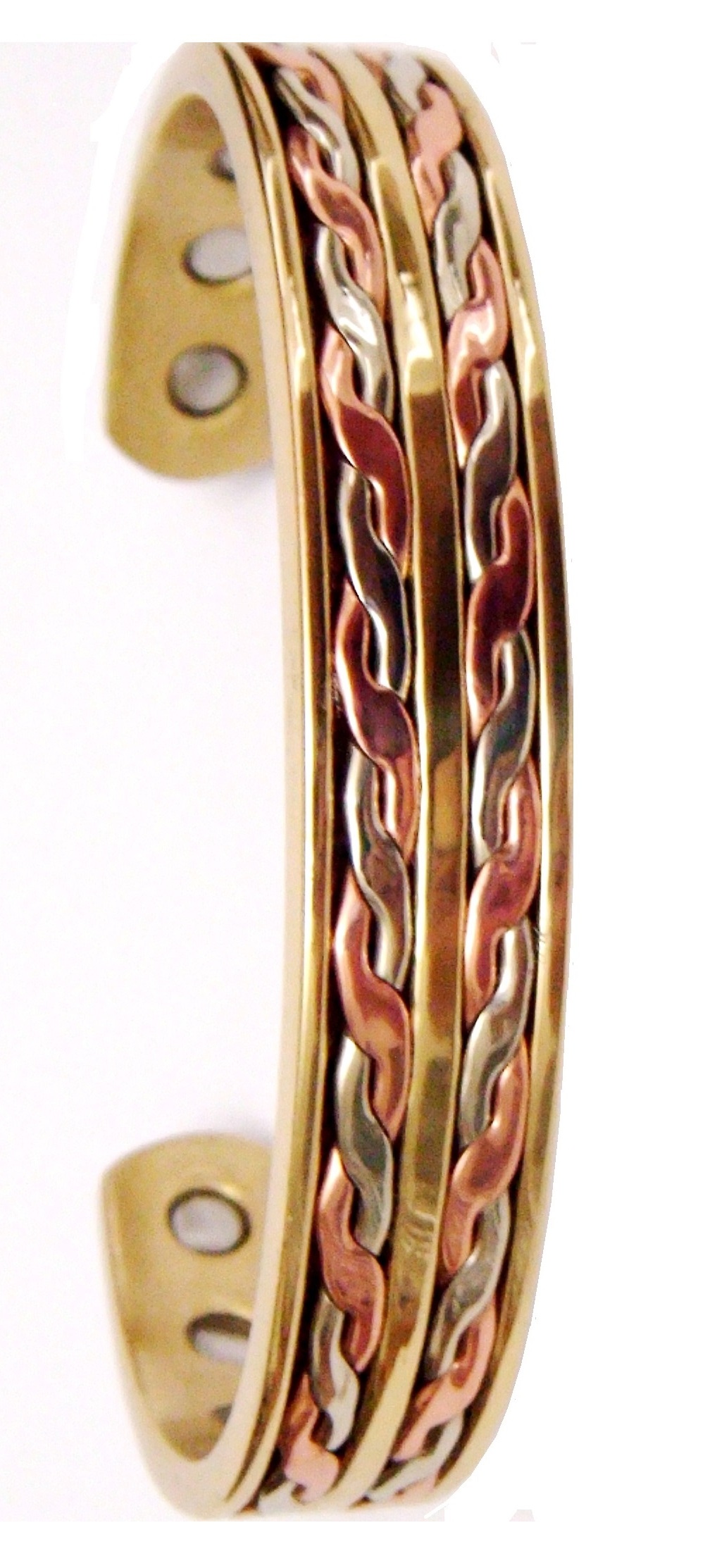 1/2" Wide Solid Brass Cuff Magnetic Therapy Bangle Bracelet