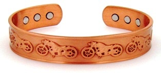 Motorcycle Solid Copper Cuff Magnetic Therapy Bangle Bracelet
