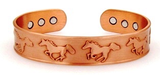Running Horse Solid Copper Cuff Magnetic Therapy Bangle Bracelet