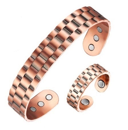 Rolling Magnetic Therapy Copper Bangle And Ring Set