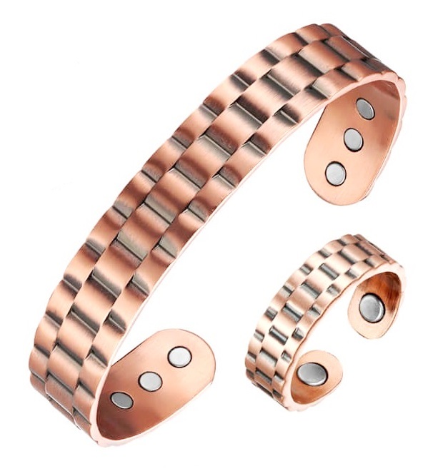 Rolling Magnetic Therapy Copper Bangle And Ring Set