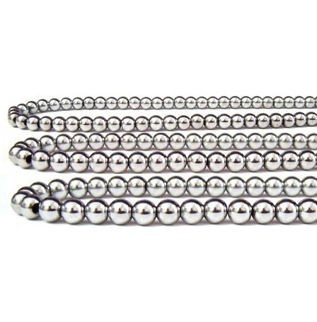 Round Shape Silver Plated Magnetic Hematite Beads