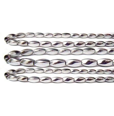 Twisted Shape Silver Plated Magnetic Hematite Beads16" Strand