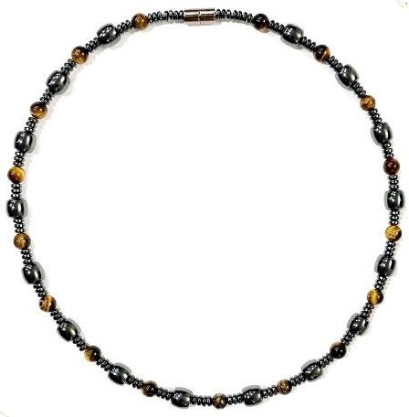 Barrel With Tiger-Eye Beads Magnetic Necklace